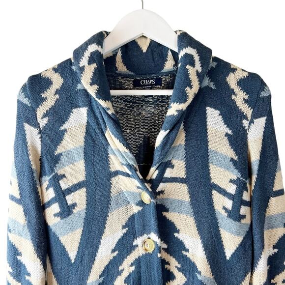 Chaps Ralph Lauren Women’s Aztec Southwest Boho Cardigan Sweater Petite XS - Picture 3 of 6